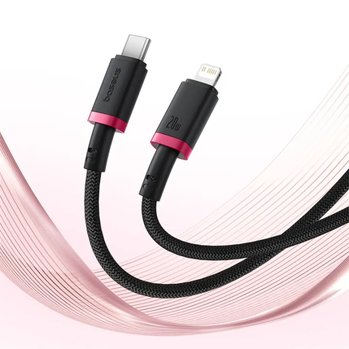 Baseus%20Cable%20For%20Iphone%20PD%2020W%20by%20Baseus%20Dura%20Series%20Fast%20Charging%20Cable%20Type-C%20to%20Lightning%202m%20Red+Black%20-%20Image%202