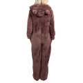 Women's Plush Romper, Winter Pajamas, Long-Sleeve Zipper High Neck Hat Keep Warm Girl’s Clothes. 