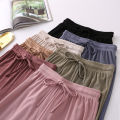 Ice Silk Wide-Leg Pants Female Summer 2023 New High Waist Drooping Loose Straight Thin Casual Slimming Drop Knitted Pants. 