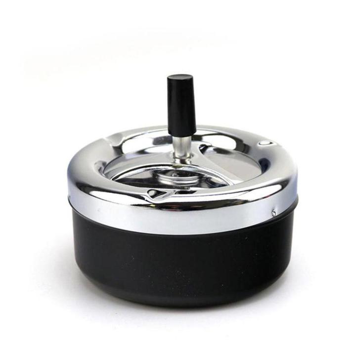 1pcs Stylish Metal Windproof Press Rotating Lid Home Office el Flame Retardant Ashtray For Cylinder r Gift