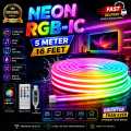 5M Waterproof Outdoor USB 5V RGB Neon Rope Light Full Kit Smart APP Control RGBIC Flex Neon LED Strip Light for Indoor. 