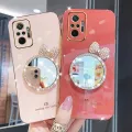 For Xiaomi Redmi Note 10 Pro Max Back Cover + Bowknot Makeup Mirror Fashion Shiny Plating Square Bumper Bling Girls Phone Case Soft TPU Silicone Shockproof Back Cover. 