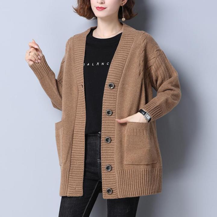 Knitted Cardigan Winter Long Sweater For Ladies Long Cardigan With