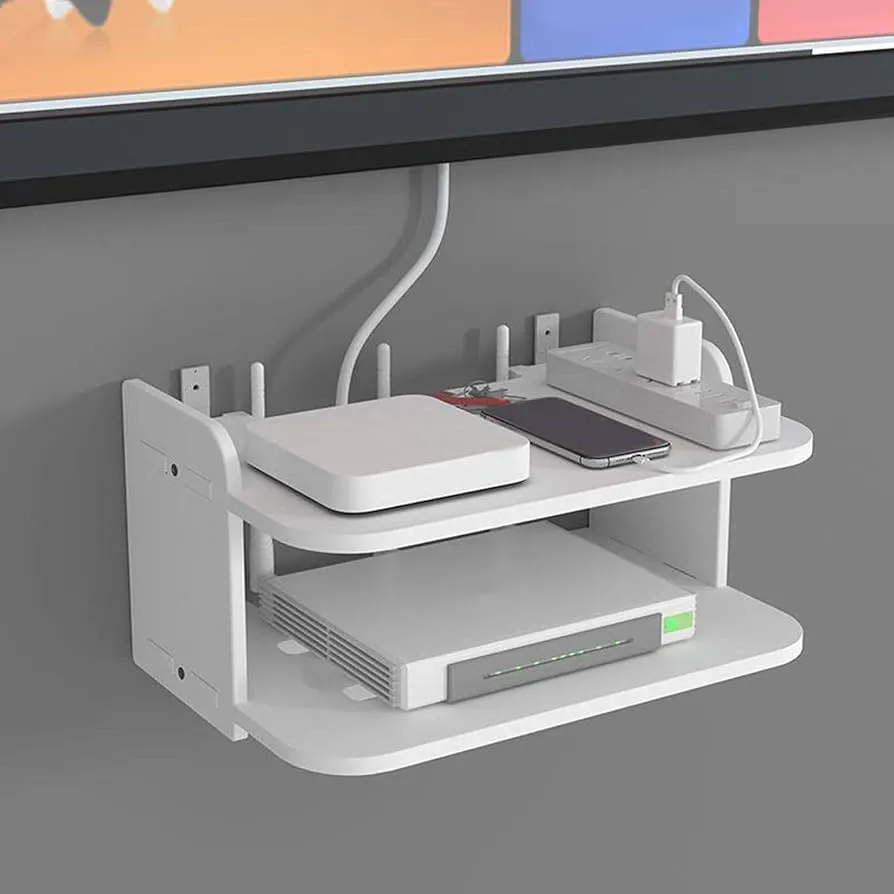 Desk Standing Remote Router Inside Edge Router New Wifi Router Stand Double Layer Wall Mounted Home decorator PVC ...
