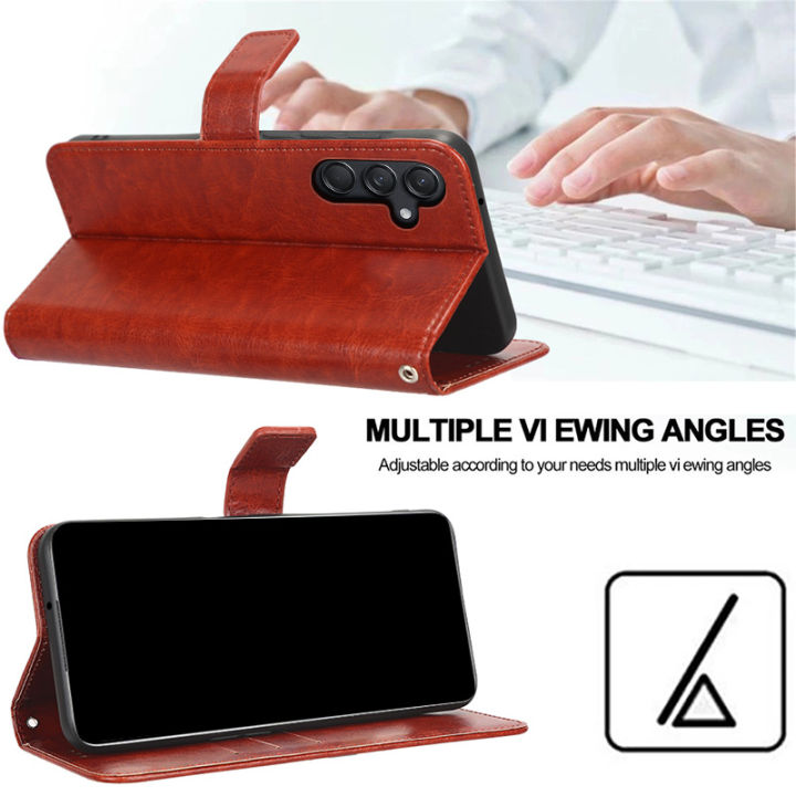 Vantime%20for%20Samsung%20Galaxy%20M55%205G%20Classic%20PU%20Wallet%20Case%20Card%20Slot%20Flip%20Stand%20Cover+Lanyard%20-%20Image%203