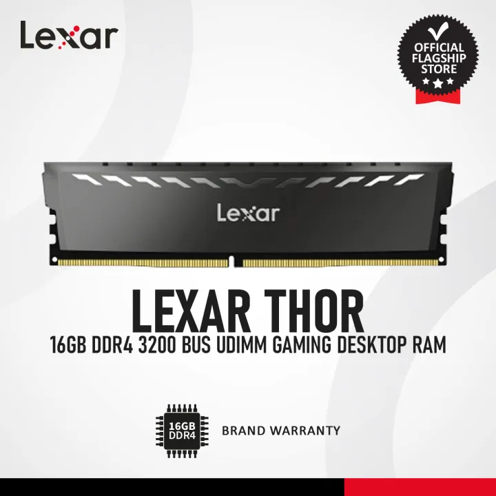 Lexar Thor 16GB DDR4 3200 BUS UDIMM Gaming Desktop Memory with INTEL XMP 2.0  - High-speed performance - Multi-task with ease - Simple Install - Easy Upgrade