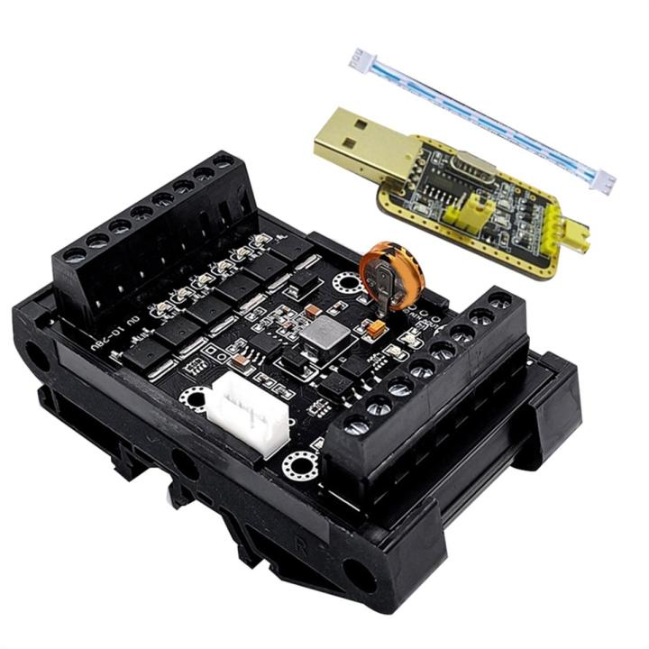 FX1N-14MT PLC Industrial Control Board Replacement Spare Parts Case+USB-TTL Cable PLC Analog Input/Output with Guide Rail