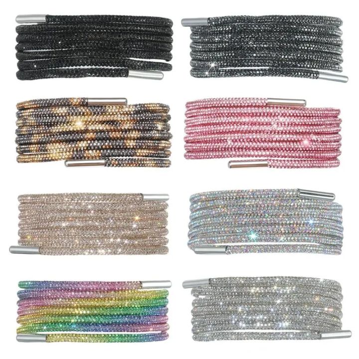 1Pcs Luxury Rhinestone Shoelaces Diamond Shoe Laces Sneakers Laces Shoes DIY Strings Women Round Shoelace 100/120/140/160CM