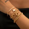 Punk Heavy Metal Rhinestone Chain Bracelets Set for Women Adjustable Crystal Pulseras Bangles Hand Jewelry Gift Steampunk Men.