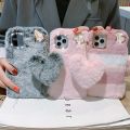 Luxury Love Pendant Phone Case For iPhone 15 Pro Max 14 13 12 11 X XS XR 8 7 6 6S Plus SE 2020 Cute Warm Winter Plush Fur Covers.