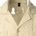 Men's Traditional Cuban Camp Collar Guayabera Shirt Short Sleeve Embroidered Mexican Caribbean Style Beach Shirt with 4 Pocket. 