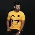 Yellow Cotton EMOJI Short Sleeve Tshirt For Men - T Shirt - T Shirt - T Shirt. 