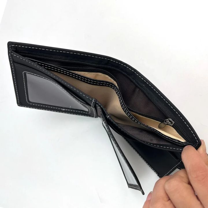 New%20Men's%20Wallet%20Short%20Multi-Function%20Multi-Card%20Slot%20Metal%20Bull%20Label%20Luxury%20Wallet%20Zipper%20Designer%20Small%20Slim%20Wallet%20-%20Image%205