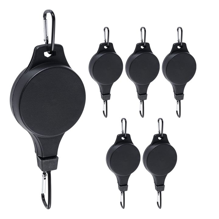 6 Pack Retractable Hanger Reach Plant Pulley Adjustable Height Black