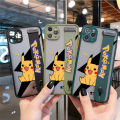 Hontinga for Samsung S22 Ultra 5G Back Cover With Wristband Cartoon Pikachu Phone Casee Full Lens Protection Thin Frosted Cases.