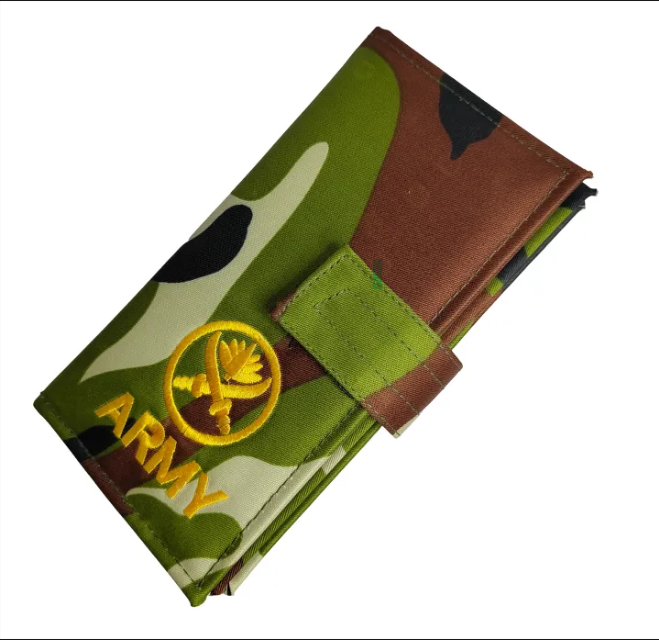 Wallet For Men Army Military Color Men's Army Camouflage Wallet Card Purse with safty Chain, green, one size