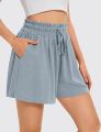 Soft Cotton Linen Women’s Shorts with Functional Side Pockets and Adjustable Waist.