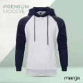 Premium Full Sleeve Raglan Hoodie For Men - Gray Melange.