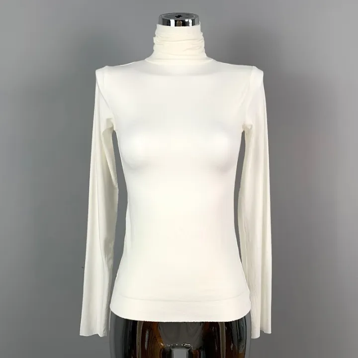 Real%20Shot%20Fashion%20Turtleneck%20Hot%20Girl%20Top%20Women's%20Slim%20Fit%20Slimming%20Sexy%20Micro%20Transparent%20All-Match%20Long%20Sleeve%20T%20T-shirt%20-%20Image%207