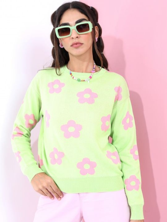 Pantoneclo Premium Women's / Girl's Flower Design Sweater / Cardigan / Pullover