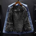Fashion Winter Men's Denim Jacket Padded Thicker Warm Jacket Denim Top. 