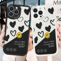 Hontinga for Samsung Galaxy A13 4G Back Cover PU Leather Cartoon Heart Smile Case Soft Silicone Edge Phone Cases.