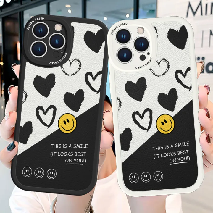 Hontinga%20for%20Samsung%20Galaxy%20A13%204G%20Back%20Cover%20PU%20Leather%20Cartoon%20Heart%20Smile%20Case%20Soft%20Silicone%20Edge%20Phone%20Cases%20-%20Image%203