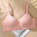 Latex Push Up Bra soft bra thin bra Without Rims bra seamless bra Pink bra. 