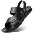 Men's Sandals Summer Soft Leather Soft Sole Anti Slip Beach Shoes 2023 New Plus Size Casual Dual-Use Slippers.