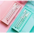 Macaroon Color Pink Mint Sakura Gel Pen Set with Pencil Box Cute School Office Pens 0.5mm Black Ink Girls Gift Stationery Multicolor. 