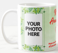 Customize Happy Anniversary White Ceramic Mug With Your Photo To Gift Your Loving One.