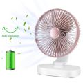 USB Desk Fan, 4 Speeds, Oscillating USB Rechargeable Fan with 4000mAh Battery, Micro/Type C Input, Quiet Personal Mini Fan for Home Office. 