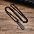 Fashionable Boys Pendant and Bar Necklace for Men, Stainless Steel  Black. 