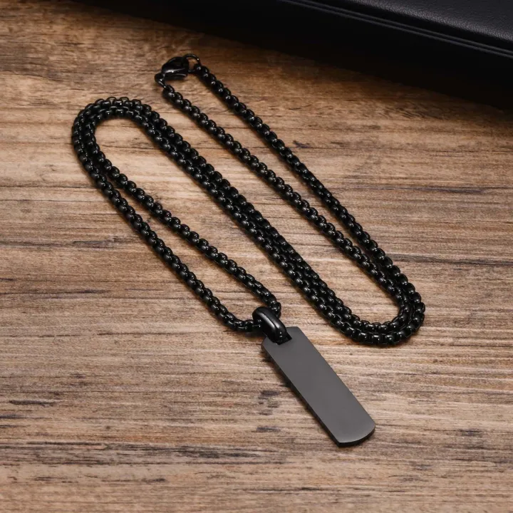 Fashionable%20Boys%20Pendant%20and%20Bar%20Necklace%20for%20Men,%20Stainless%20Steel%20%20Black%20-%20Image%202