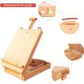 Premium Wooden Sketching Box With Folding Easel - Portable Desktop Art Stand For Drawing And Painting. 