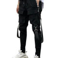 Side Pockets Pencil Pants Men's Patchwork Ripped Sweatpants.