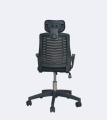 FN-EC-07p Black Smart Office Revolving Chair with Headrest (V Mesh Plastic Base).