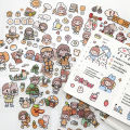 100Pcs Stickers Anime Figure Pattern Decorative PET Cartoon Character Decals for Scrapbook. 
