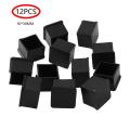 12Pc Square Rubber Feet Cups Table Chair Leg Protect Caps Durable Anti Slip PVC Pads Furniture Legs End Tips Covers Floor Guards. 