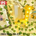 1pc 20 LED Ivy Leaf Fairy Light String - Battery Operated for Bedroom & 7 feet.