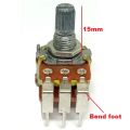 1ps- Potentiometer WH148 B50K 6Pin Bend foot 15mm Shaft 40step Taper Stereo Amplifier Volume. 