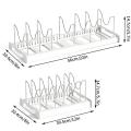 home Pot Storage Rack Expandable Pan Shelf Organizer Pot Organizer For Baking Frying Rack Pans With 7 Adjustable Compartment. 