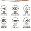 DP-7638 AC/DC Rechargeable 4000mAh Lithium Battery 360° Adjustable Desk / Clip Fan With Night Lighting Function.