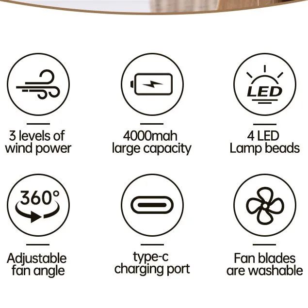 DP-7638%20AC/DC%20Rechargeable%204000mAh%20Lithium%20Battery%20360%C2%B0%20Adjustable%20Desk%20/%20Clip%20Fan%20With%20Night%20Lighting%20Function%20-%20Image%209