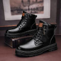 【selevn roind】 High Top Boots Men's Leather Shoes Fashion Motorcycle Ankle Boots for Men Winter Boots Man Shoes Lace-Up Botas Hombre. 