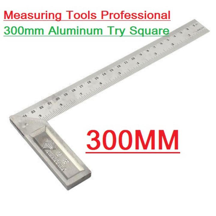 Level & Measuring Layout Tools 12" Inch 300mm L-Shaped 90 Degree Right Angle Try Square Metric Ruler Straight Edge Professional Woodworking Carpenter Aluminum Alloy Measuring Scale Tools Sets