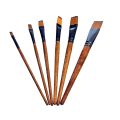 KeepSmiling G1706 Artist Paint Brush Set – 6 Pcs Flat Wooden Brushes, Suitable for Water, Acrylic, and Oil Colors. 
