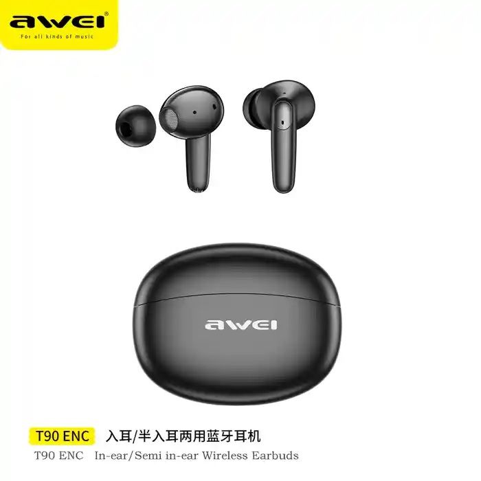 Awei T90 2 in 1 ENC Wireless Bluetooth Earbuds With Mic