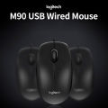 HXSJ L-ogitech M90 Full-Size Wired Optical Mouse Ergonomic Mouse Suitable For Left And Right Hands Anti-Slip Mice Plug And Play Black.