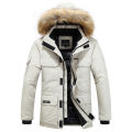 Male Keep Warm Fur Collar White Duck Down Winter Jacket -30 Degree Parkas Men Windproof Hooded Thicken Multi-pocket Down Coat. 